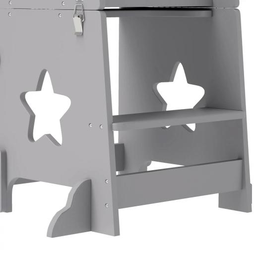 Escalera Montessori Convertible en Set de Mesa y Sillas con Barra de Seguridad, en Madera, 60x44.5x86 cm, Gris [6]