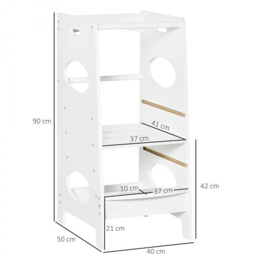 Torre de Aprendizaje para Niños con Pedal Altura Ajustable en 3 Posiciones y Barra de Seguridad 40x50x90 cm Gris [1]
