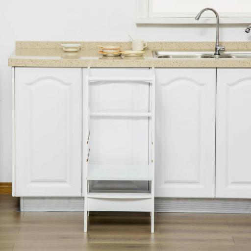 Torre de Aprendizaje para Niños con Pedal Altura Ajustable en 3 Posiciones y Barra de Seguridad 40x50x90 cm Gris [7]