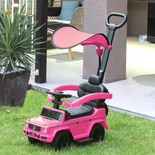 Coche Correpasillos para Niños de 1-3 Años con Licencia Mercedes G350 Capota Extraíble y Barandilla 85,5x40,5x95 cm Rosa