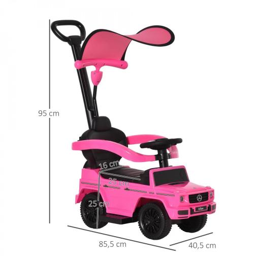 Coche Correpasillos para Niños de 1-3 Años con Licencia Mercedes G350 Capota Extraíble y Barandilla 85,5x40,5x95 cm Rosa [6]