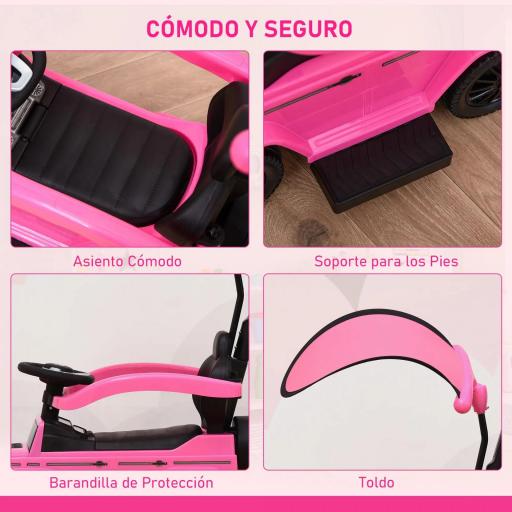 Coche Correpasillos para Niños de 1-3 Años con Licencia Mercedes G350 Capota Extraíble y Barandilla 85,5x40,5x95 cm Rosa [4]