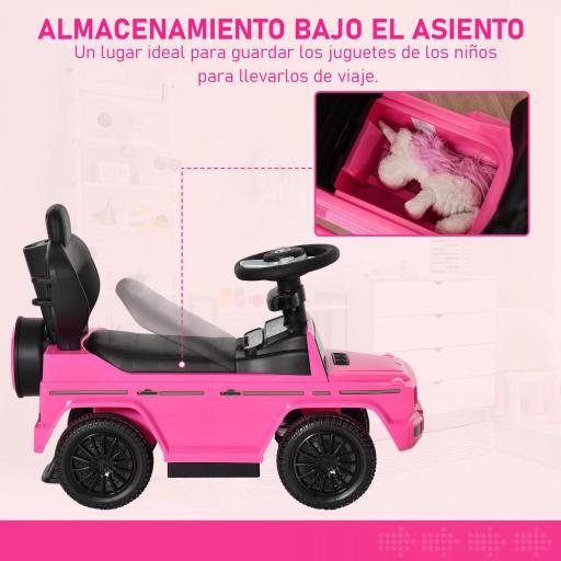 Coche Correpasillos para Niños de 1-3 Años con Licencia Mercedes G350 Capota Extraíble y Barandilla 85,5x40,5x95 cm Rosa [5]