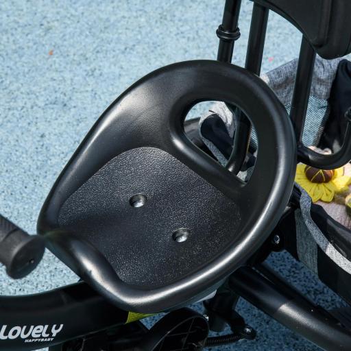 Triciclo Evolutivo para Niños +12 Meses con Toldo Plegable Mango de Empuje Telescópico y Cinturón de Seguridad Gris [2]