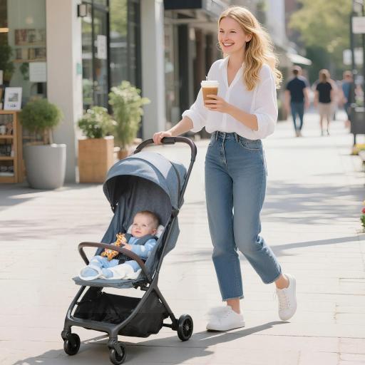 Carrito para Bebé Plegable Respaldo Reclinable Reposapiés Ajustable Capota Arnés de 5 Puntos Carga 15 kg Azul Oscuro