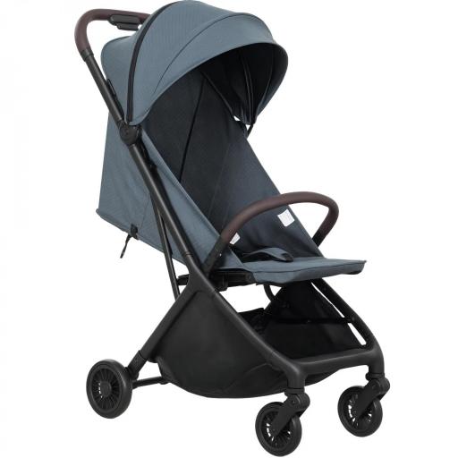 Carrito para Bebé Plegable Respaldo Reclinable Reposapiés Ajustable Capota Arnés de 5 Puntos Carga 15 kg Azul Oscuro [10]