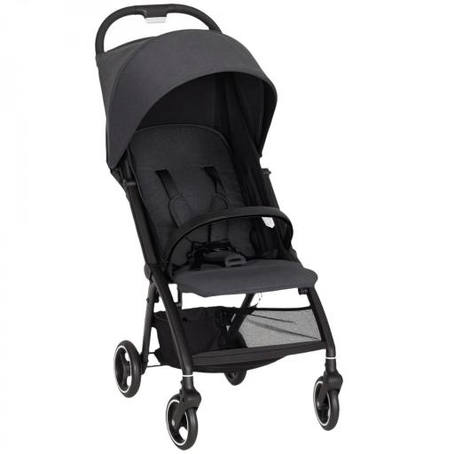 Carrito para Bebé Plegable con Respaldo Reclinable Reposapiés Ajustable Capota Cesta Arnés Carga 15 kg Gris Oscuro [5]