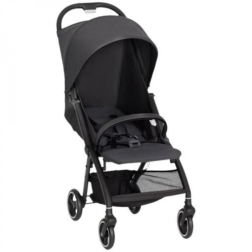 Carrito para Bebé Plegable con Respaldo Reclinable Reposapiés Ajustable Capota Cesta Arnés Carga 15 kg Gris Oscuro [7]