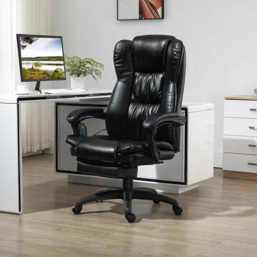 Silla de Masaje Reclinable con Altura Ajustable Reposapiés Retráctil y Control Remoto 68,5x68,5x113-121 cm Negro