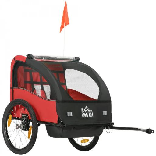Remolque de Bicicleta para Niños +18 Meses con Cinturón de Seguridad Sistema de Amortiguador 140x88x90 cm Rojo [9]