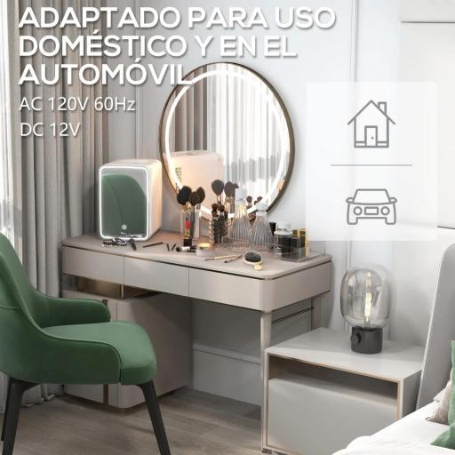 Nevera Cosméticos 10L Extrasilenciosa 12V/240V para Enfriar y Calentar Frigorífico Pequeño para Dormitorio Maquillaje [3]