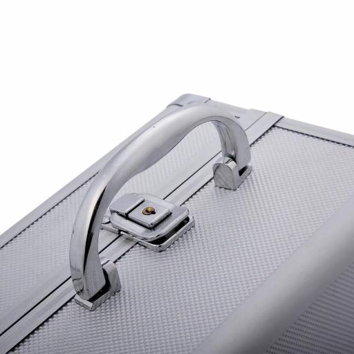 Maletín Maquillaje Profesional Estuche de Cosmético Portátil con Bandejas de 3 Niveles y Espejo 2 Llaves para Joyero Manicura Viaje 20x15x15 cm Plateado [6]