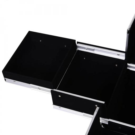Maletín de Maquillaje Profesional con Cajón Maleta de Maquillaje con Ruedas para Viaje Trabajo 34x25x62 cm Negro [5]
