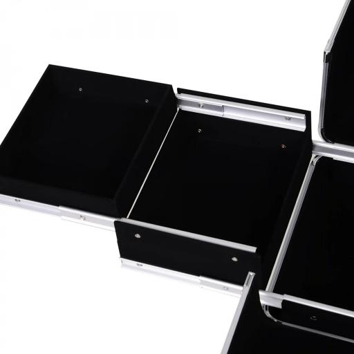 Maletín de Maquillaje Profesional con Cajón Maleta de Maquillaje con Ruedas para Viaje Trabajo 34x25x62 cm Rosa [7]