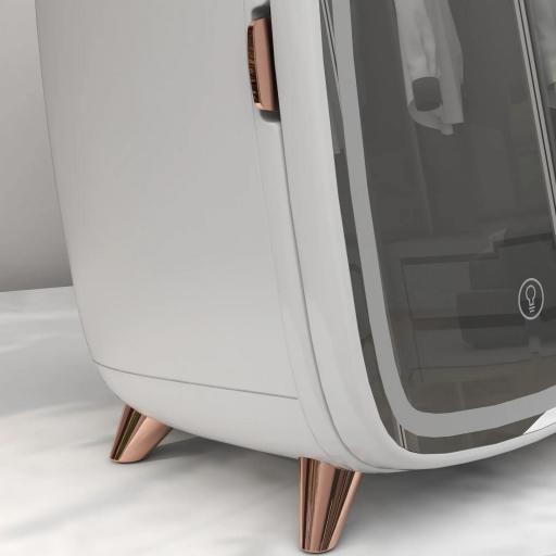 Nevera para Cosméticos Pequeña con 6L Capacidad con Puerta con Espejo y Luces LED Ajustables 24,3x19,4x35,6 cm Blanco [4]