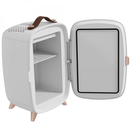 Nevera para Cosméticos Pequeña con 6L Capacidad con Puerta con Espejo y Luces LED Ajustables 24,3x19,4x35,6 cm Blanco [9]