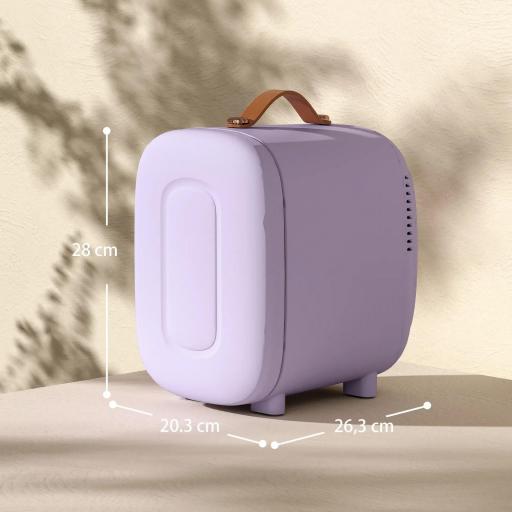 Nevera Pequeña Extrasilenciosa 4L 9V/240V para Enfriar y Calentar Mini Frigorífico 20,3x26,3x28 cm Violeta [9]