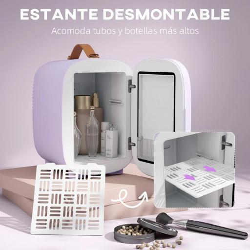 Nevera Pequeña Extrasilenciosa 4L 9V/240V para Enfriar y Calentar Mini Frigorífico 20,3x26,3x28 cm Violeta [2]