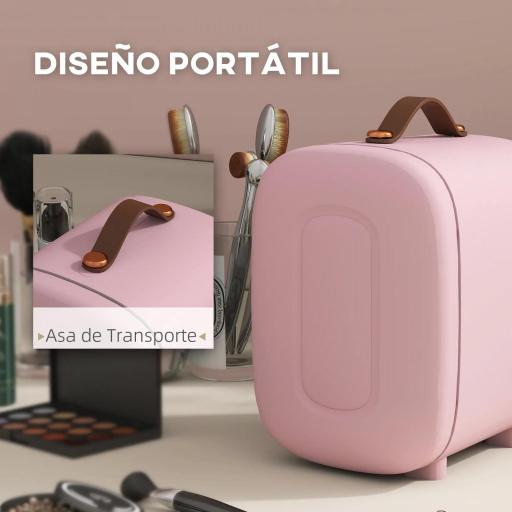 Nevera Pequeña Extrasilenciosa 4L 9V/240V para Enfriar y Calentar Mini Frigorífico 20,3x26,3x28 cm Rosa Palo [4]