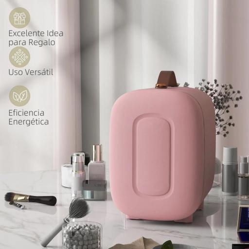 Nevera Pequeña Extrasilenciosa 4L 9V/240V para Enfriar y Calentar Mini Frigorífico 20,3x26,3x28 cm Rosa Palo [5]