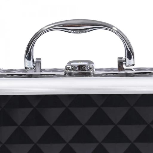 Maleta de maquillaje almacenamiento a 3 niveles con espejo cierre con 2 llaves 20x15x15 cm Negro [5]