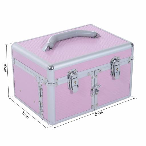 Maletín de Maquillaje Organizador Cosméticos Profesional Estuche para Maquillaje Caja de Belleza Portátil Varios Compartimientos 29x21x20cm Aluminio [1]
