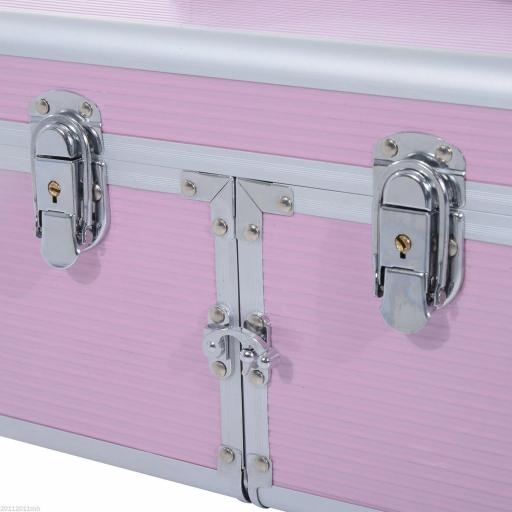 Maletín de Maquillaje Organizador Cosméticos Profesional Estuche para Maquillaje Caja de Belleza Portátil Varios Compartimientos 29x21x20cm Aluminio [3]