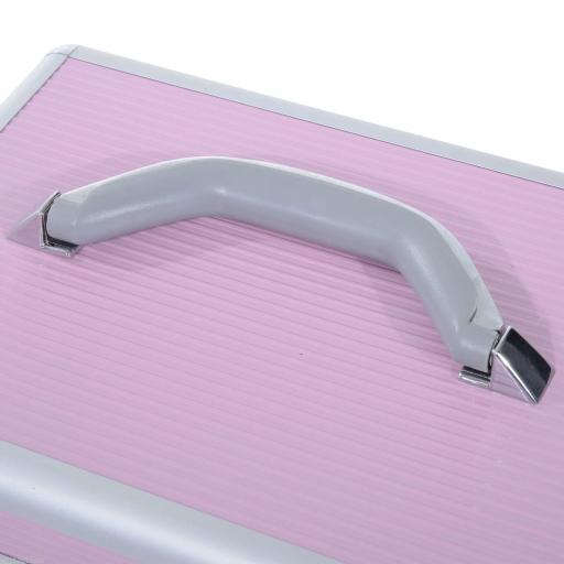 Maletín de Maquillaje Organizador Cosméticos Profesional Estuche para Maquillaje Caja de Belleza Portátil Varios Compartimientos 29x21x20cm Aluminio [4]