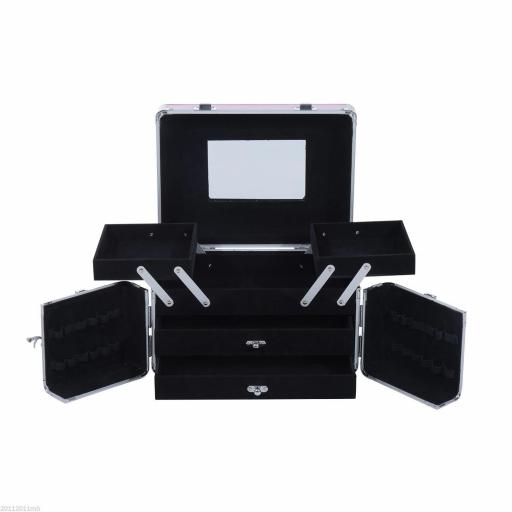 Maletín de Maquillaje Organizador Cosméticos Profesional Estuche para Maquillaje Caja de Belleza Portátil Varios Compartimientos 29x21x20cm Aluminio [6]