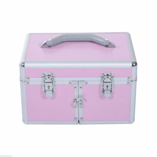 Maletín de Maquillaje Organizador Cosméticos Profesional Estuche para Maquillaje Caja de Belleza Portátil Varios Compartimientos 29x21x20cm Aluminio [10]