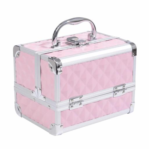 Maletín de Maquillaje Organizador Cosméticos Profesional Estuche de Maquillaje Caja de Belleza Portátil Con Espejo Cerradura Varios Compartimientos 20x15x15cm Aluminio [9]