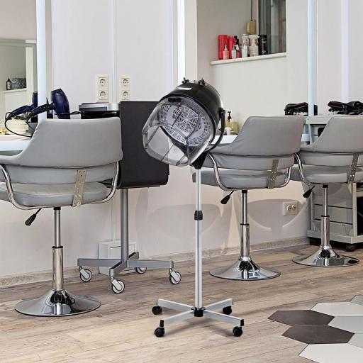 Secador de Casco Profesional 1180W con Altura Ajustable Temperatura Regulable Temporizador Capucha y Ruedas Negro [6]