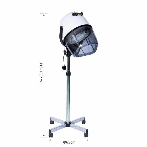 Secador de Pelo Profesional 1180W Secador de Casco con Altura Ajustable Temperatura Regulable Temporizador Capucha y Ruedas Climazon Peluquería para Cuidado del Cabello Blanco [1]