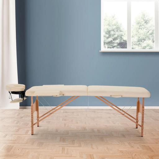 Camilla Plegable con Altura Ajustable 67-92 cm para Uso Profesional de Belleza Acupuntura y Fisioterapia 210x81 cm Crema