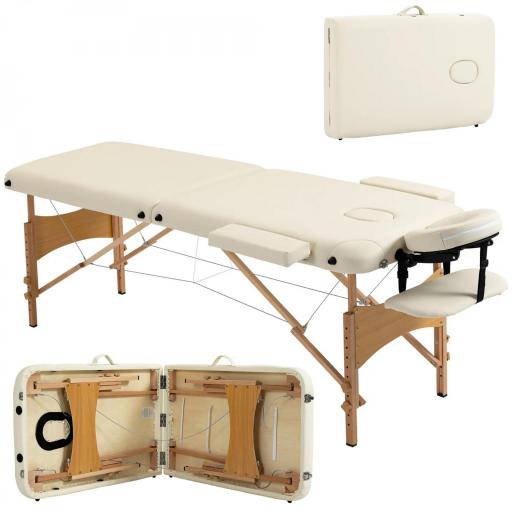 Camilla Plegable con Altura Ajustable 67-92 cm para Uso Profesional de Belleza Acupuntura y Fisioterapia 210x81 cm Crema [8]