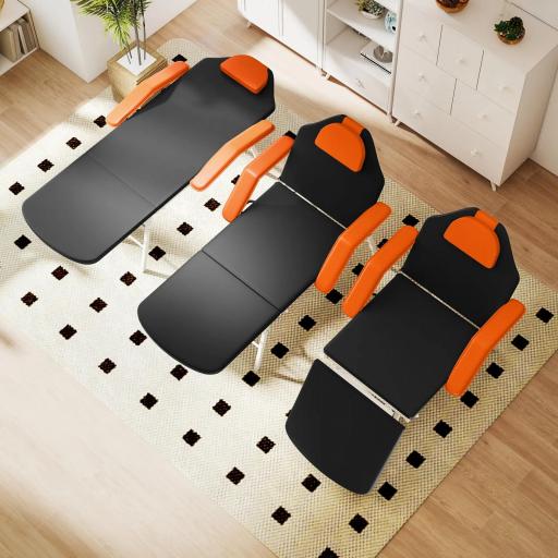 Camilla Masaje Plegable Portátil de 3 Zonas con Respaldo Ajustable Reposacabezas Reposabrazos 182x82x68 cm Naranja [6]