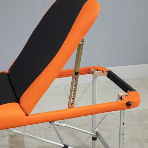 Camilla de Masaje Plegable y Portátil 210x81x62-85 cm Mesa Ajustable en Altura con Reposacabezas y Apoyabrazos para Tatuaje Fisioterapia Negro y Naranja [6]
