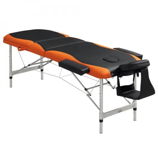 Camilla de Masaje Plegable y Portátil 210x81x62-85 cm Mesa Ajustable en Altura con Reposacabezas y Apoyabrazos para Tatuaje Fisioterapia Negro y Naranja [8]