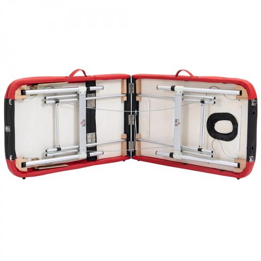 Camilla de Masaje Plegable y Portátil 210x81x62-85 cm Mesa Ajustable en Altura con Reposacabezas y Apoyabrazos para Tatuaje Fisioterapia Negro y Rojo [5]