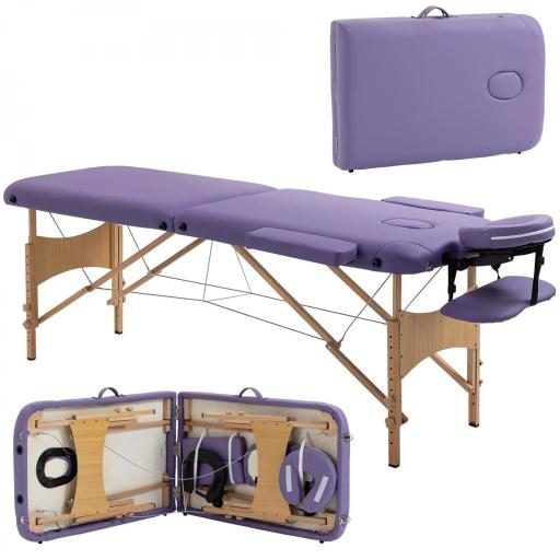 Camilla Plegable con Altura Ajustable 67-92cm para Uso Profesional de Belleza Acupuntura y Fisioterapia 210x81cm Púrpura [7]