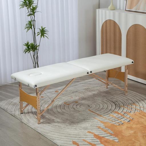 Camilla de Masaje Plegable con Marco de Madera con Altura Regulable y Bolsa de Transporte 186x60x58-81 cm Púrpura