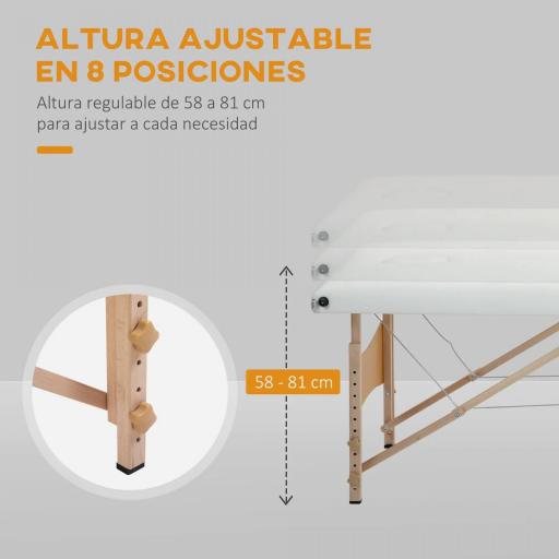 Camilla de Masaje Plegable con Marco de Madera con Altura Regulable y Bolsa de Transporte 186x60x58-81 cm Púrpura [3]