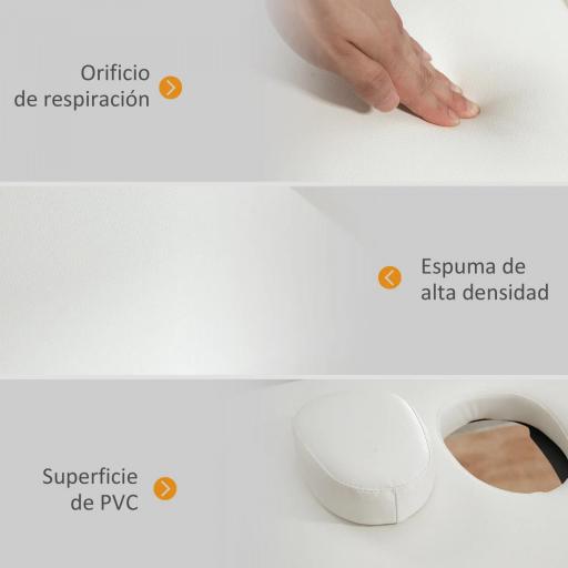 Camilla de Masaje Plegable con Marco de Madera con Altura Regulable y Bolsa de Transporte 186x60x58-81 cm Crema [3]