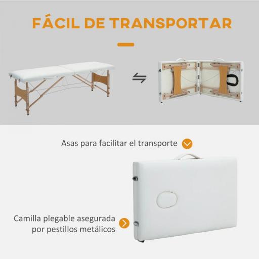 Camilla de Masaje Plegable con Marco de Madera con Altura Regulable y Bolsa de Transporte 186x60x58-81 cm Púrpura [4]