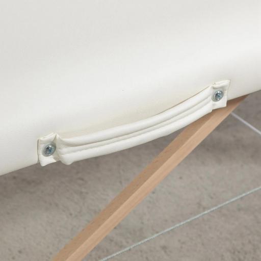 Camilla de Masaje Plegable con Marco de Madera con Altura Regulable y Bolsa de Transporte 186x60x58-81 cm Crema [6]