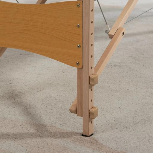 Camilla de Masaje Plegable con Marco de Madera con Altura Regulable y Bolsa de Transporte 186x60x58-81 cm Crema [8]