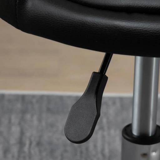 Conjunto de 2 taburetes con ruedas giratorio 360° asiento ajustable 47-62 cm acero cromado revestimiento sintético Negro [2]