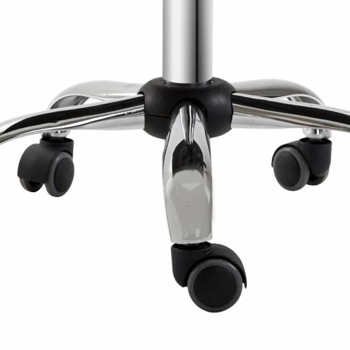 Taburete con ruedas taburete de trabajo con altura ajustable 44-56 cm y respaldo, giratorio 360°, Blanco [2]