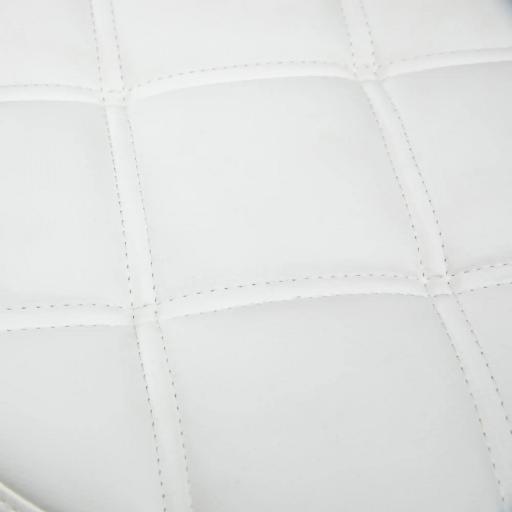 Taburete Giratorio con Ruedas Regulable en Altura de 48-63 cm Taburete de Trabajo Tapizado en Cuero PU para Peluquería Cosmética Dentista Diámetro Ø35,5 cm Blanco [6]