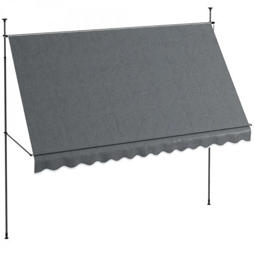 Toldo Manual Retráctil con Manivela 350x120x210-300 cm con Altura Ajustable Impermeable y Anti-UV Gris Oscuro [8]